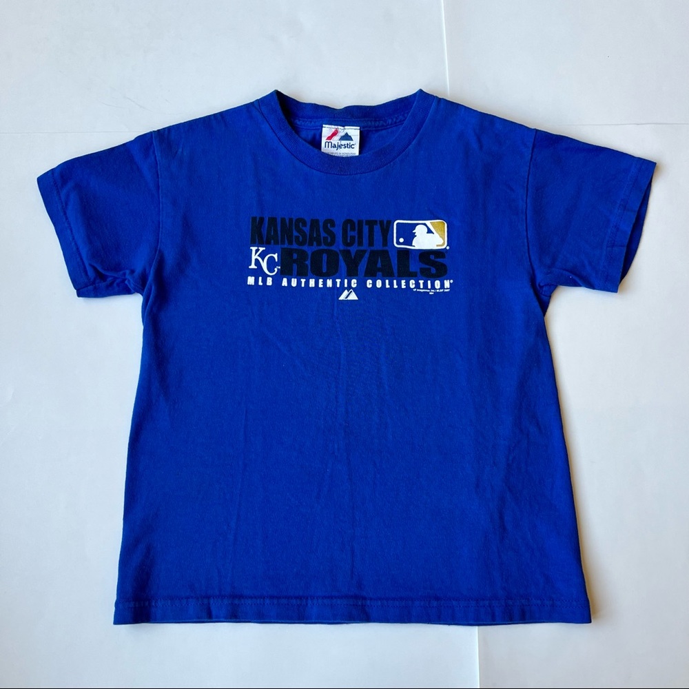 Majestic Kansas City Royals Baseball Medium Blue White Shirt Top Tee